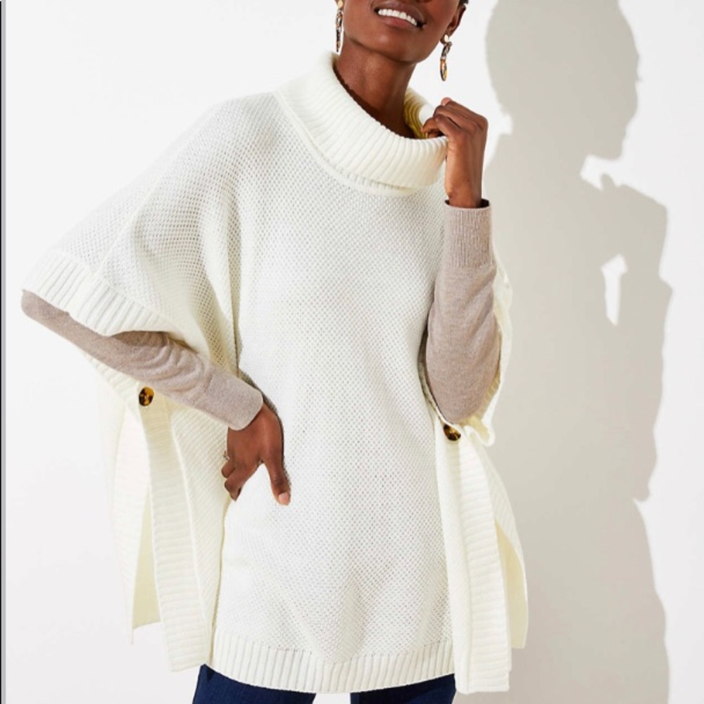 LOFT ❄️NWTs❄️Turtleneck Button Poncho - Picture 1 of 6
